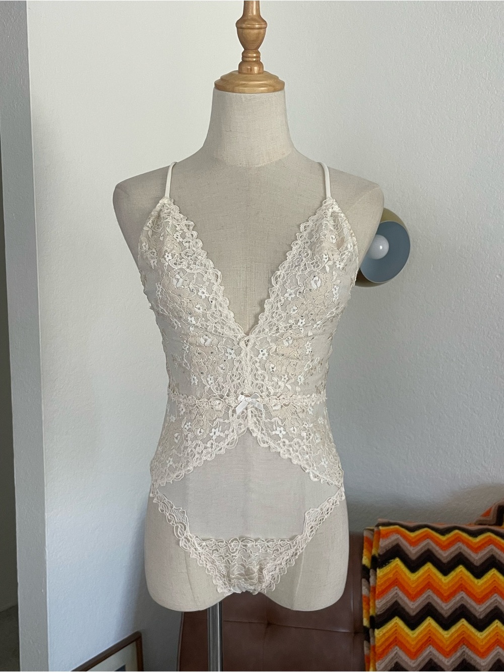 NWT Victoria's Secret Coquette Lace Sequined Pearl Sheer Bodysuit